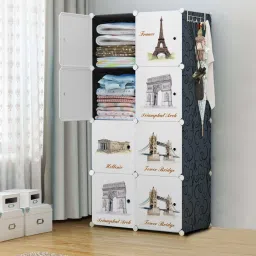 8 DOOR BLACK PP Collapsible Wardrobe-image-81