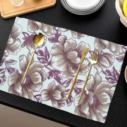 ANA Floral Table Placemats Set of 6 Cotton Printed Maroon | Heat Resistant | Washable | Non Slip Placemats Tea Table Cover |(13x18 Inches, Floral)-picture-28