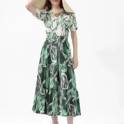 RAREISM Floral Printed Flared Midi Skirt-image-51
