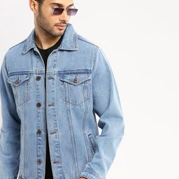 SHOWOFF Spread Collar Windcheater Denim Jacket-56