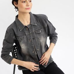 SHOWOFF Women Washed Windcheater Crop Denim Jacket-picture-45