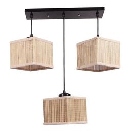 Devansh Beige Square Bamboo Cluster Hanging Lamp image 3