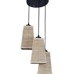 Devansh Beige Set Of 3 Pyramid Bamboo Cluster Hanging Lamp image 2