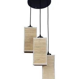 Devansh Beige Square Bamboo Cluster Hanging Lamp image 5