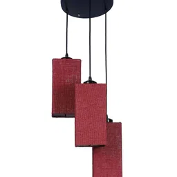 Devansh Maroon Jute Square Cluster Hanging Lamp image 2
