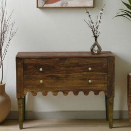 woodsworth from pepperfry Ravenel Sheesham Wood Two Drawer Console Table In Provincial Teak Finish-picture-34