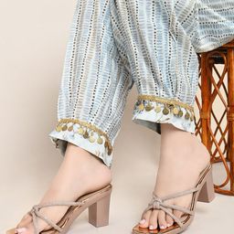 XE Looks Embellished Open Toe Block Heels-15