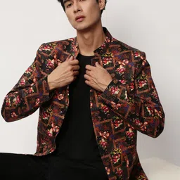 Showoff Floral Printed Bandhgala Blazer-image-59