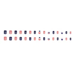 LICK Set Of 30 Press On Nails Reusable Nails With Application Kit Square Shape- Navy Blue image 2