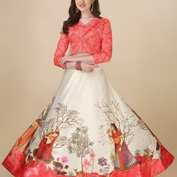 Kaizen TEXO FAB Printed Semi-Stitched Lehenga & Unstitched Blouse With Dupatta image 3