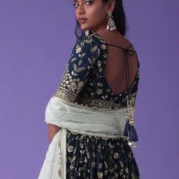 FABPIXEL Embellished Sequinned Semi-Stitched Lehenga & Unstitched Blouse With Dupatta image 3