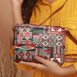 Jazz and Sizzle Ethnic Motifs Printed Structured Sling Bag image 5