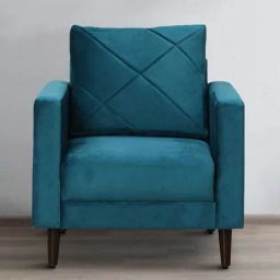casacraft from pepperfry Bonito Velvet 1 Seater Sofa In Teal Blue Colour-picture-21
