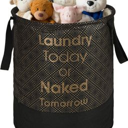 kuber industries Cotton Dots Foldable 45L Toys Organizer for Kids Room | Black & Gold Storage Basket-picture-38