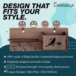 Flipkart SmartBuy Wooden With 5 Hooks for Keys & Accessories, Phone Charging S-01 Mobile Holder image 3