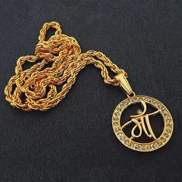 Maa Alphabet pendant Set with chain Brass Gold-plated Plated Alloy Chain-15