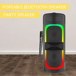 SACRO Bluetooth (PORTABLE WIRELESS PARTY SPEAKER) With Karaoke Mic and RGB LightsZ325 40 W Bluetooth Tower Speaker-picture-2