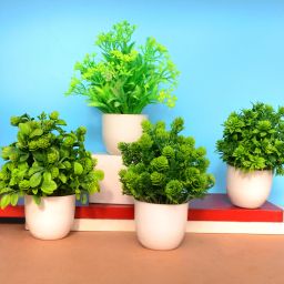 Artificial Plant For Home/Office Table Decoration or Gift ( Pack of 4, 5inch) Bonsai Wild Artificial Plant with Pot-image-5