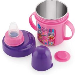 Stainless Steel Plastic Baby Spout Sipper Cup for Kids Age 3-18 Months-18