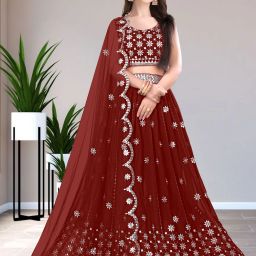 Embroidered Semi Stitched Lehenga Choli-image-98