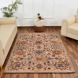 presto Beige Vintage Polyester 5 x 7 Feet Machine Made Carpet-picture-10