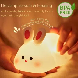nairo Big Face Rabbit Silicon Night Lamp with 7 Color Modes Ideal for Baby's and Kids Night Lamp image 3