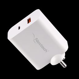Nextech 65 W Type A & Type C 2-Port Fast Charger (Adapter Only, Universal Compatibility, White) image 5