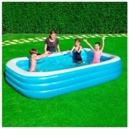 Deluxe Blue Rectangular Family Pool inflatable swimming With Free Pump Inflatable Swimming Pool-image-70