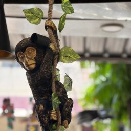 Monkey Design Hanging Ceiling Light|E27 LED Bulb with Leaf Included (Black+Gold) Pendants Ceiling Lamp-image-73