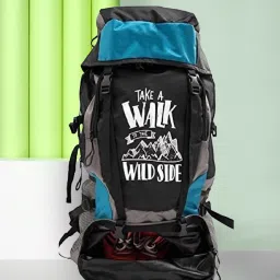 Adventure Series Water Resistance Trekking Hiking Travel Bag with Shoe Compartment Rucksack- 55 L (Black/Blue) Rucksack- 55 L-image-78