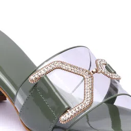 TWIN TOES Embellished Comfortable Open Toe Block Heels image 5