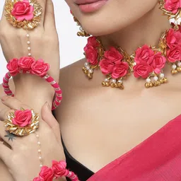 Anouk Gold-Plated Beaded Haldi & Mehendi Jewellery Set image 3
