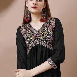 Shree Ramkrishna Fab Floral Embroidered Sequinned Anarkali Dress-image-4