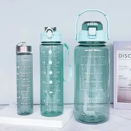 Leakproof Unbreakable BPA Free Travel & Gym Big Water Bottle set of 350ml+900ml+ 2000 ml Bottle-16