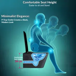 plantex Ceramic Wall Hung Commode for Toilet/Rimless Western Commode/Commode with Soft Closing Toilet Seat - (Square P Trap, APS-3045) Western Commode image 3
