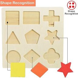 little mind Wooden Colorful Math Geometry Shapes Puzzles Board (Pack Of 3) 15*15 Cm image 2