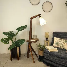symplify Hubert Wooden Shelf Floor Lamp with Wooden Shade & Brown Base-picture-15