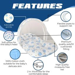 pandaoriginals Cotton Infants Washable Mosquito Net Baby Bedding for New Born Baby Bedding Set with Pillow StrongZipper Mosquito Net image 4