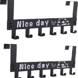 6 Hook Over The Door Hanger For Hanging Cloths, Hat Etc Door Hanger(pack 2) Door Hanger-62