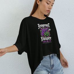 szn Women Printed Round Neck Polycotton Black T-Shirt-picture-11