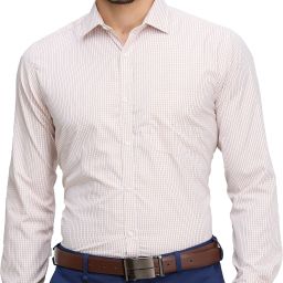 Men Slim Fit Checkered Formal Shirt-image-2