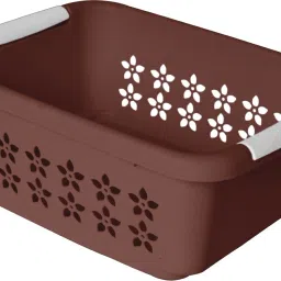 Plastic Rectangle Shape Plastic Storage Basket, Storage Organizer Small (Brown) Storage Basket-image-16