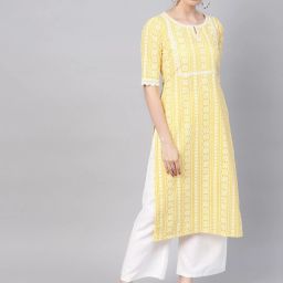 Women Printed Cotton Blend Straight Kurta-image-3