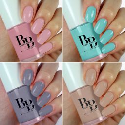 HD Colors High-Shine Long Lasting, Non Toxic Professional Nail Polish Set of 4 Lavender You, Lilies, Plum Pink, Blue Hyacinth-image-25