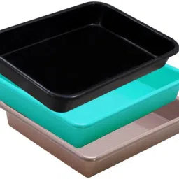 Plastic Prime Exel Small Tray For Home/Office,3 pc Tray 2 Ltr,Green Choco Black Tray-16