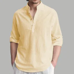 Men Solid Cotton Blend Straight Kurta-image-5