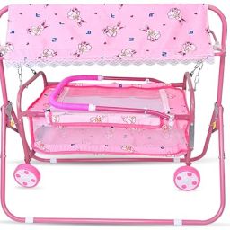 Foldable Baby Cradle with Mosquito Net & Wheels, Baby Swing Crib Bassinet-16