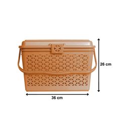 Kuber Industries Camel Brown Plastic Multipurpose Shopping Basket with Lid image 2