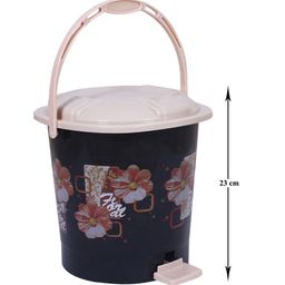 Kuber Industries Black & Cream Floral Printed Durable Pedal Dustbin With Handle 7L image 5
