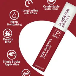PERPAA Set of 2 Power Stay Liquid Matte Lipsticks 5ml Each - Apple Red+Wine image 4